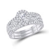 14kt White Gold Womens Pear Diamond 3-Piece Bridal Wedding Engagement